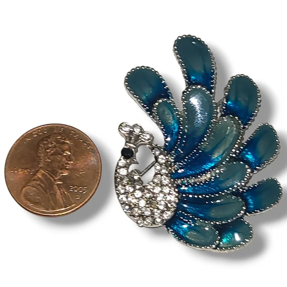 Vintage Rhinestone Peacock Brooch Pin